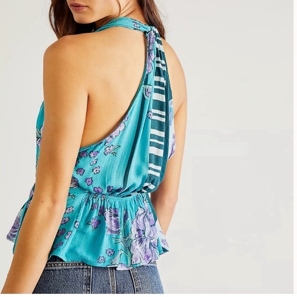 NWT✨️ FREE PEOPLE ✨️ Hot Tropics Floral Print Cinched Halter - Picture 2 of 8